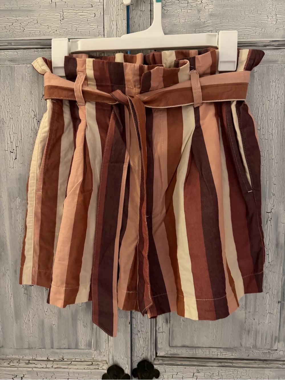 Madewell Striped Paperbag Waist Shorts